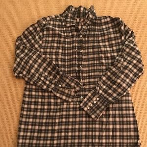 JCrew tuxedo style pleat front flannel shirt